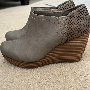 Dr Scholls Womens Harlow Black Faux Vegan Leather Wedge Ankle Boots Booties 8.5